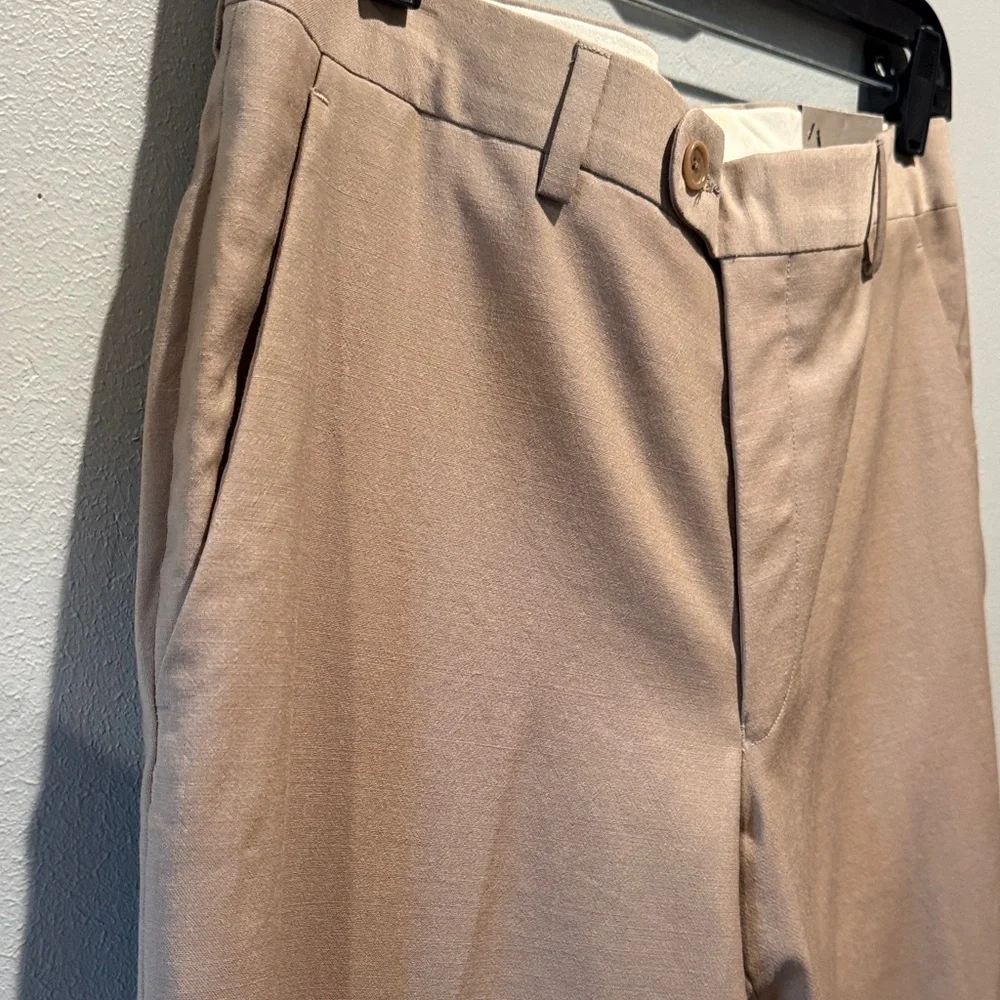 New NWT John Varvatos Thompson Men's Classic Straight-Leg Dress Tan Khaki Pants